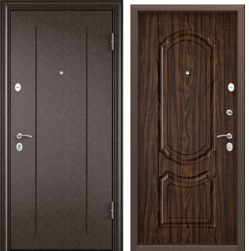 Дверь DELTA-M 10 (950, 2050, L, медь, RGSO, ПВХ ЛЕС орех, D1, хром, НАКЛ, -, -) (Панель 10 мм)