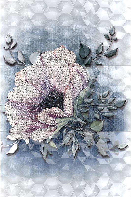 Плитка керамическая для облицовки стен 250*500 мм "Ницца" цветы  рельеф люкс