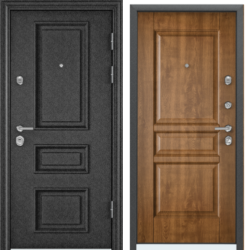 Дверь ULTIMATUM-М МР 95 Lлев черный шелк.FL-1, КТ Дуб медовый, РК-8U.хром накл