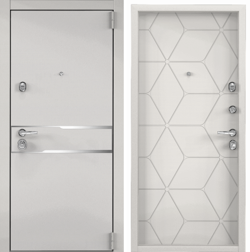 Дверь SUPER OMEGA 100 (880,2050,R,Колоре бьянко,SP-17,СТ Милк матовый,SO-HT-3, хром,НАКЛ,-,-)