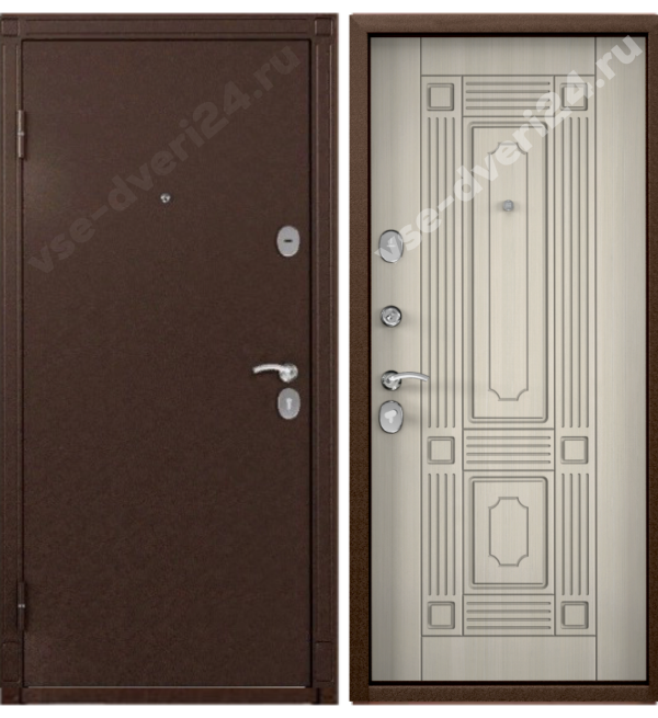 Дверь СТАРТЕР (860, 2050, R, медь, ПВХ Ларче Бьянко СК4, хром, НАКЛ, )